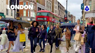 London Rain Walk ☔️ OXFORD Street, Selfridges to Tottenham Court Road | Central London Walking Tour.