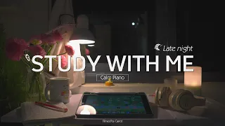 1-HOUR STUDY WITH ME | Rain Sounds, Calm Piano ️🎹 | Pomodoro 25/5 | Late night 🌃