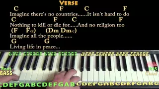 Imagine (John Lennon) Piano Cover Lesson in C with Chords/Lyrics
