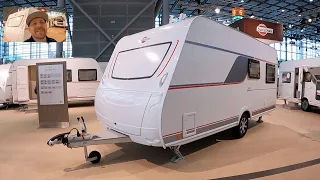 Bürstner Premio 455 TS Burstner caravan camping travel trailer by Hymer walkaround + interior A0660