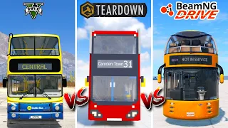 🔥 Volvo vs Teardown vs BeamNG Double Decker Bus Showdown in GTA 5 🚌 Which One Reigns Supreme?