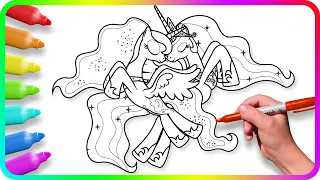 MY LITTLE PONY Coloring Pages - Princesses. How to draw My Little Pony. Easy Drawing Tutorial Art