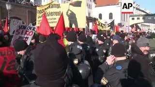 Protesters marched through the center of Munich on Saturday protesting against NATO taking one of th