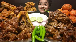 ASMR: MUTTON CURRY,CHICKEN CURRY,MUTTON LIVER CURRY,FISH CURRY,EGG CURRY*EATING VIDEOS*FOOD VIDEOS😋🔥