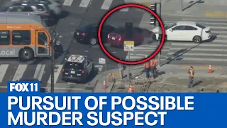 Police chase murder suspect in Los Angeles