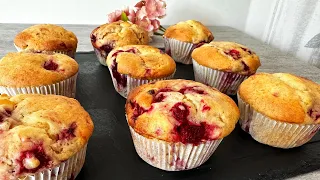 Die Saftigsten Himbeer Muffins die du je gegessen hast💥(+Bonus Zutat)🤯