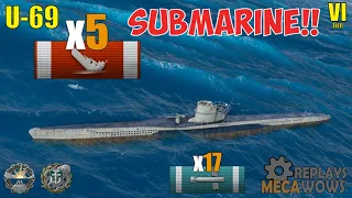 SUBMARINE U-69 5 Kills & 83k Damage | World of Warships Gameplay