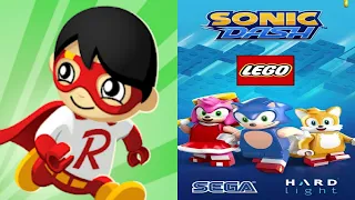 Tag with Ryan's World  vs Sonic Dash LEGO Update - All Characters Unlocked All Bosses Eggman Zazz