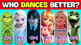 Guess Who DANCES Better? Guess The DANCE | Wednesday, The Super Mario Bros, Elsa, Barbie, Cosita