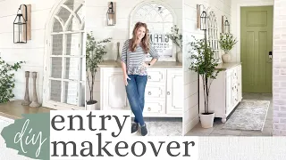 DIY ENTRYWAY MAKEOVER  | SMALL ENTRYWAY STORAGE + DECORATING IDEAS | Jessica Giffin