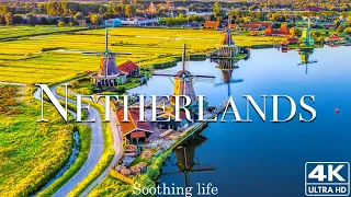 FLYING OVER NETHERLANDS (4K UHD) - Relaxing Music Along With Beautiful Nature Videos #2