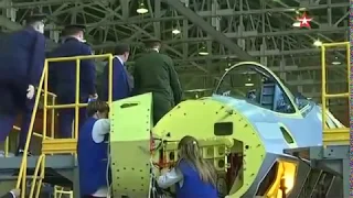 Assembly line of the first serial Su-57 to enter service in 2019 into #Russian Aerospace Forces