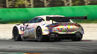 Aston Martin Vantage GT3 in action at Monza Circuit: Accelerations, Fly Bys & Sound!