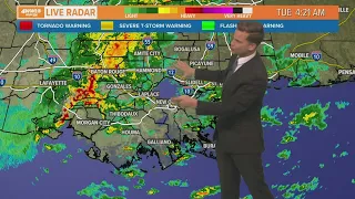 New Orleans Weather: Stormy Tuesday morning, a few strong storms possible