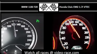 BMW 118i F20 VS. Honda Civic EM2 1.7i VTEC - Acceleration 0-100km/h