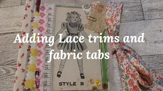 Eclectic Vintage Sewing Journal - Adding Fabric Tabs & Lace Trims - Sewing Junk Journal #sewing