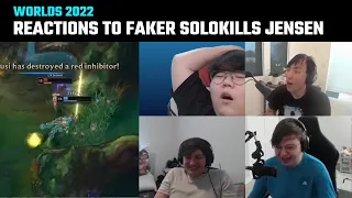[Compilation] Casters and Streamers' reaction to Faker solokills Jensen | Worlds 2022 | T1 vs C9