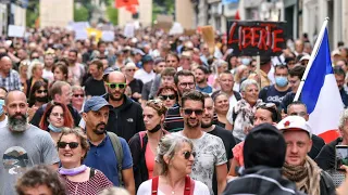 Tens of thousands fill France’s streets on third weekend of protests against Covid-19 ‘health...