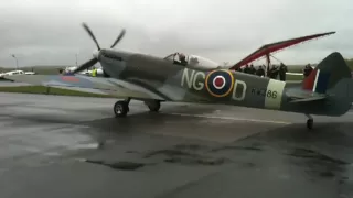 Spitfire engine startup spitting fire smoke and flames