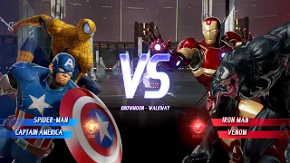 Yellow Spiderman and Captain America vs Ironman and Venom - Marvel vs Capcom Infinite Gameplay