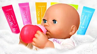 Baby Annabell doll morning routine. Baby doll videos for kids.
