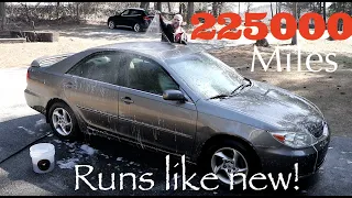 I bought a 2002 Camry w 225000 Miles(Pros & Cons-not much Cons!)