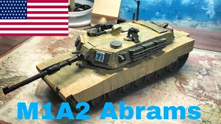 M1A2 Abrams. Танк из пластилина, покрашенный в пустынный цвет, с вращающейся башней