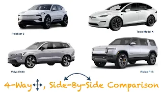 Four-way, Side-By-Side Comparison | Volvo EX90 | Polestar 3 | Tesla Model X | Rivian R1S