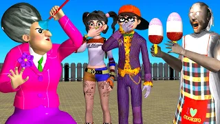 Scary Teacher 3D NickJoker and Tani Harley Quinn vs Granny Troll Miss T with Hello Neighbor Archery