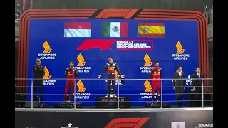 ¡Sergio "Checo" Pérez 🇲🇽 hace sonar el Himno Nacional Mexicano en el podio del GP de Singapur!