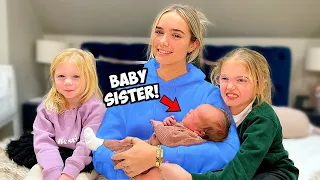 BABY meets her SISTERS for the first time! 😍