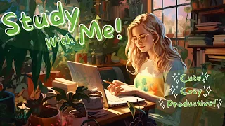 3-HOUR STUDY WITH ME🍃💻📚☕️✨Pomodoro 50 10🏞️🦎Cute, Cozy & Aesthetic Coworking Ambience w/ Study Buddy!