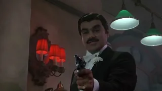 The late Dick Butkus in Johnny Dangerously (1984), robbing Roman Moronie's club