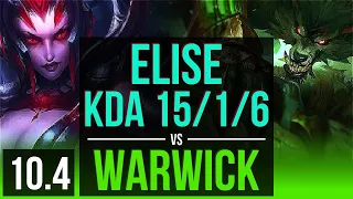 ELISE vs WARWICK (JUNGLE) | KDA 15/1/6, 1.1M mastery points, 800+ games | EUW Master | v10.4