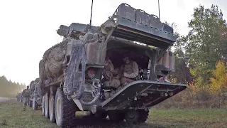 U.S. Army with Stryker Fighting Vehicles Conduct Live Fire Exercise During Dragoon Ready