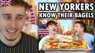 Brit Reacting to Brits try the best Bagels in New York!