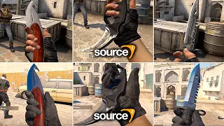 Counter Strike VS Source 2 - All Knife Comparison (CS:GO Showcase)