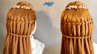 Waterfall Braid Hairstyle | 2 Minute Hairstyles | Eid Hairstyles | Easy Hairstyles | Style with Sam