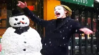 Scary Snowman - You Laugh You Win - Best  Public Pranks 2019