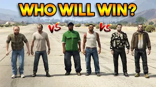 GTA 5 ONLINE : TREVOR & LESTER VS CJ & BIG SMOKE VS NIKO & ROMAN (WHO WILL WIN?)