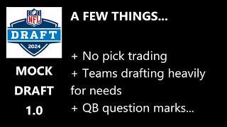 Mock Draft 1.0 (No Trades) | 2024 NFL DRAFT