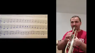 Tutorial Lecția nr.2 de trompetă. Gama Do Major și gama la minor. Melodia Coasa. Trumpet.