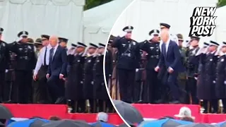 Biden trips, barely avoids nasty fall while honoring fallen police officers