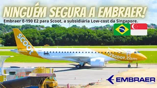 Embraer E190 E2 da Scoot a subsidiária Low-cost da Singapore Airlines no Aeroporto do Recife.