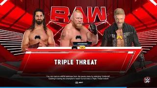 WWE 2k23 | Brock Lesnar vs. Seth Rollins vs. Edge | Triple Threat | Monday Night RAW #02 | Gameplay
