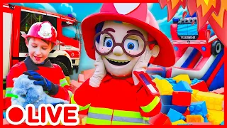 🔴 LIVE | FIRE TRUCKS, SLIDES AND GAMES 🚒 Kids Pretend To Play Compilation