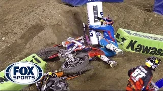 Malcolm Stewart Wrecks Jason Anderson - Anaheim III 2014 - 250 West Supercross