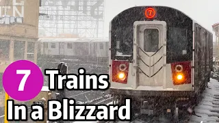 ⁴ᴷ⁶⁰ 7 Trains in Queens during the late-January 2022 Blizzard