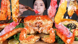 ASMR MUKBANG | 7lb KING CRAB 🦀 RAW KING CRAB SASHIMI, BRAISED KING CRAB, KING CRAB FRIED RICE 😋