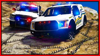 GTA 5 Roleplay - trolling cops with spike strips on top of mountain | RedlineRP